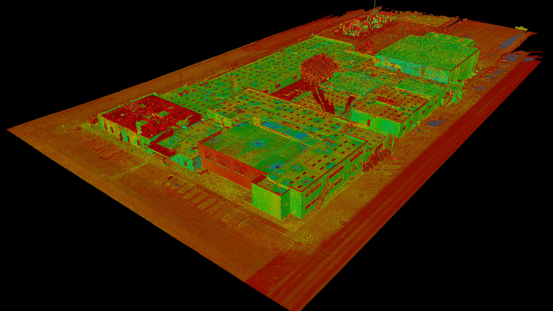 Color-coded point cloud captured with laser scanning